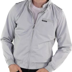 Members Only Mens Gray Lightweight Iconic Classic Racer Jacket